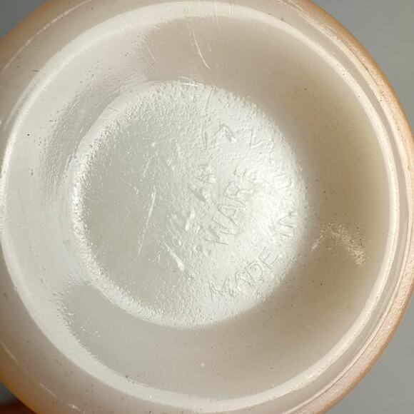 Fire King Peach Lustre Sugar Bowl & Creamer Leaf Set Anchor Hocking Vintage - Picture 12 of 12